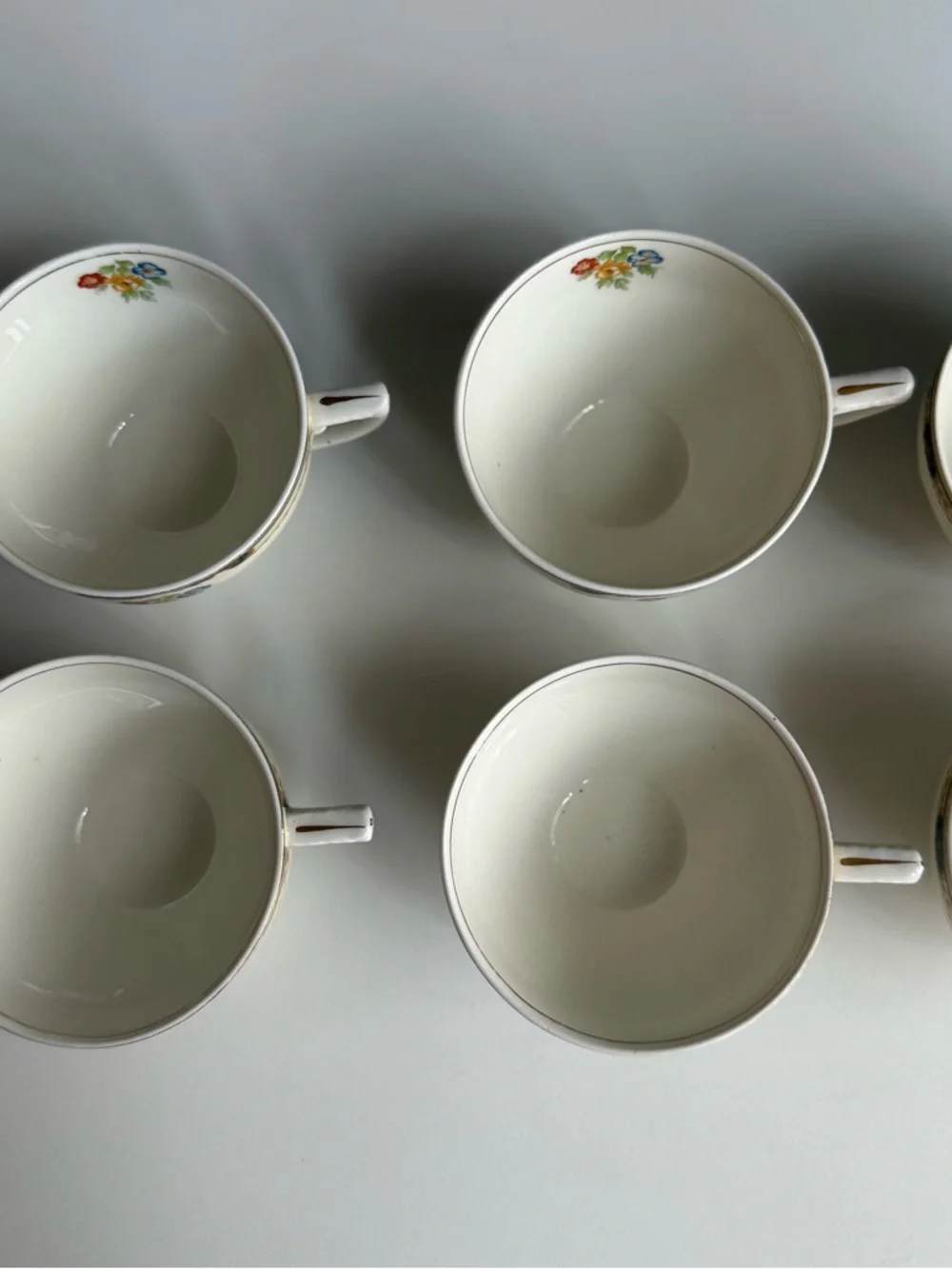 Set 8 Grindley England Vintage Teacup Gold Floral Porcelain